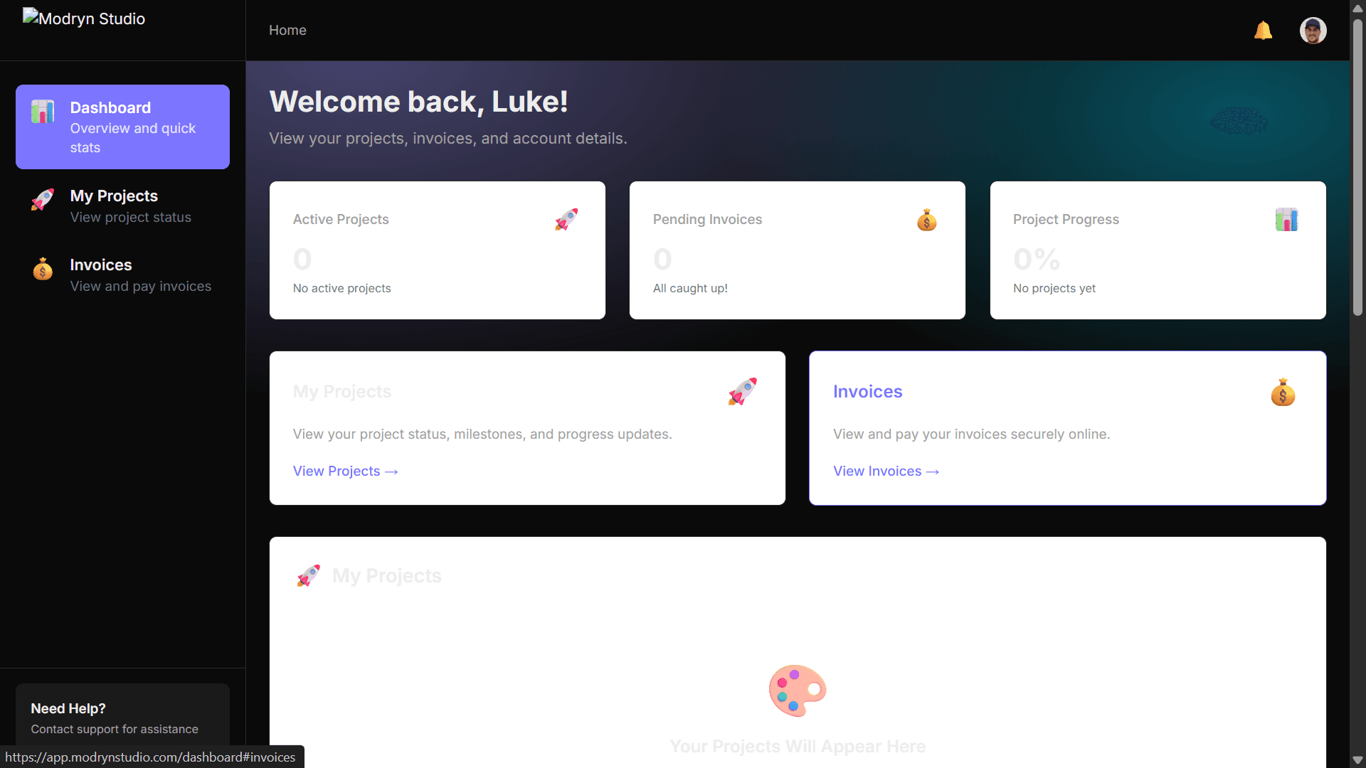 Client Portal Dashboard Preview